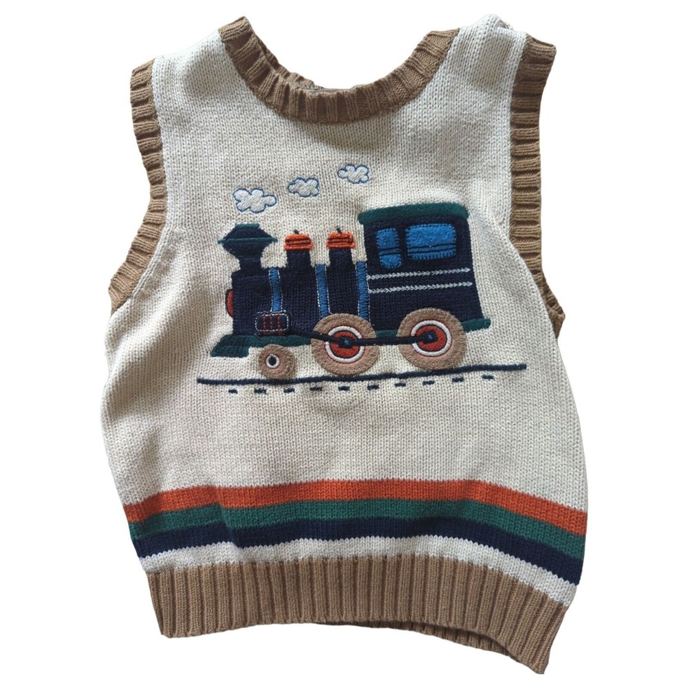 Children's Place Toddler Train Sweater Vest Size 24 Months